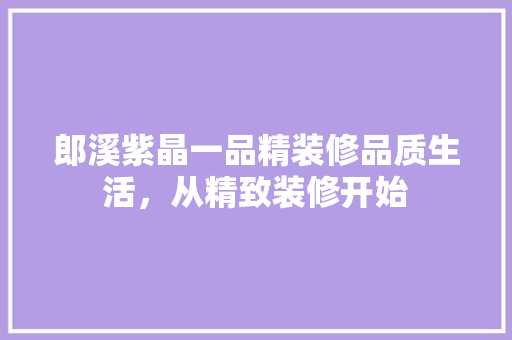 郎溪紫晶一品精装修品质生活，从精致装修开始  第1张