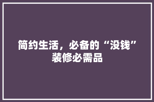 简约生活，必备的“没钱”装修必需品  第1张