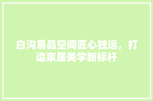 白沟易品空间匠心独运，打造家居美学新标杆  第1张